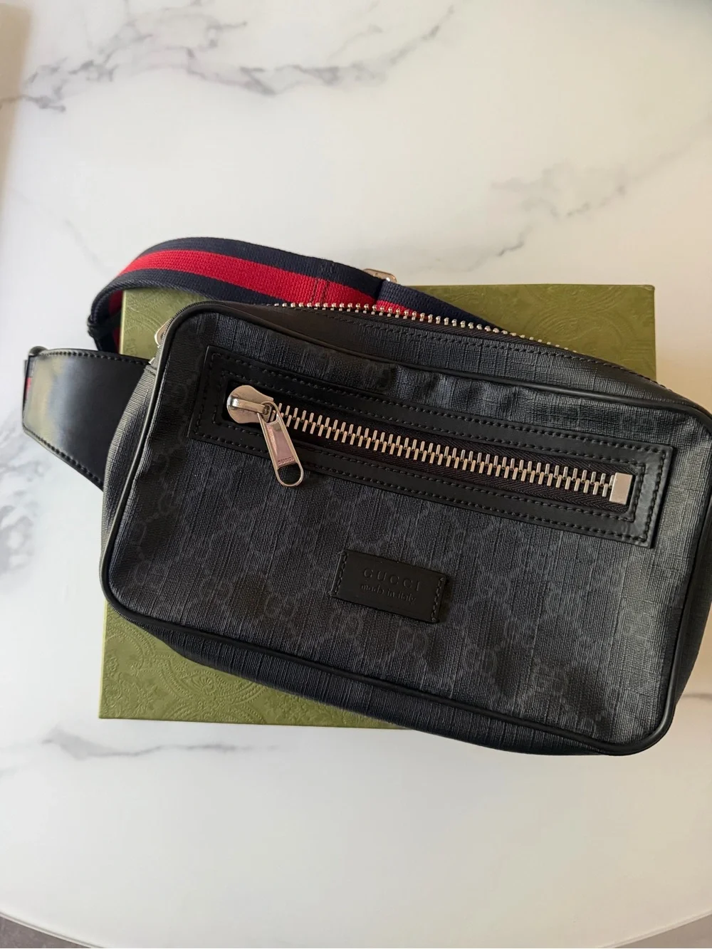 Gucci Black Monogram Belt Bag Fanny Pack